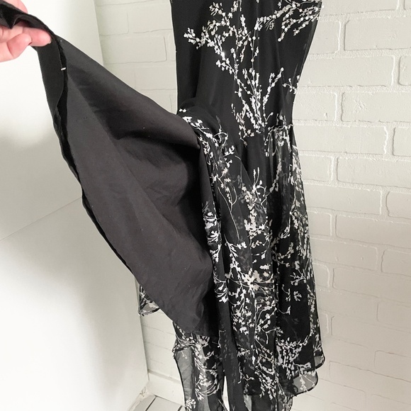 Vintage Sequin Hanky Hem Prom Dress Dark Fairy Black Silver Sz L - Picture 8 of 12